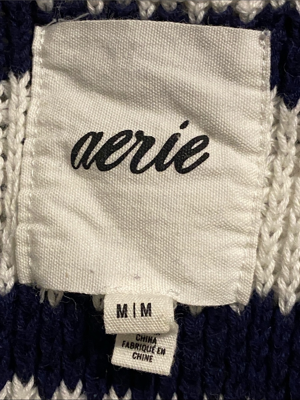 Aerie Ivy Polo Sweater Easy Fit Classic Length Nautical Navy Blue Size Medium - Picture 7 of 11